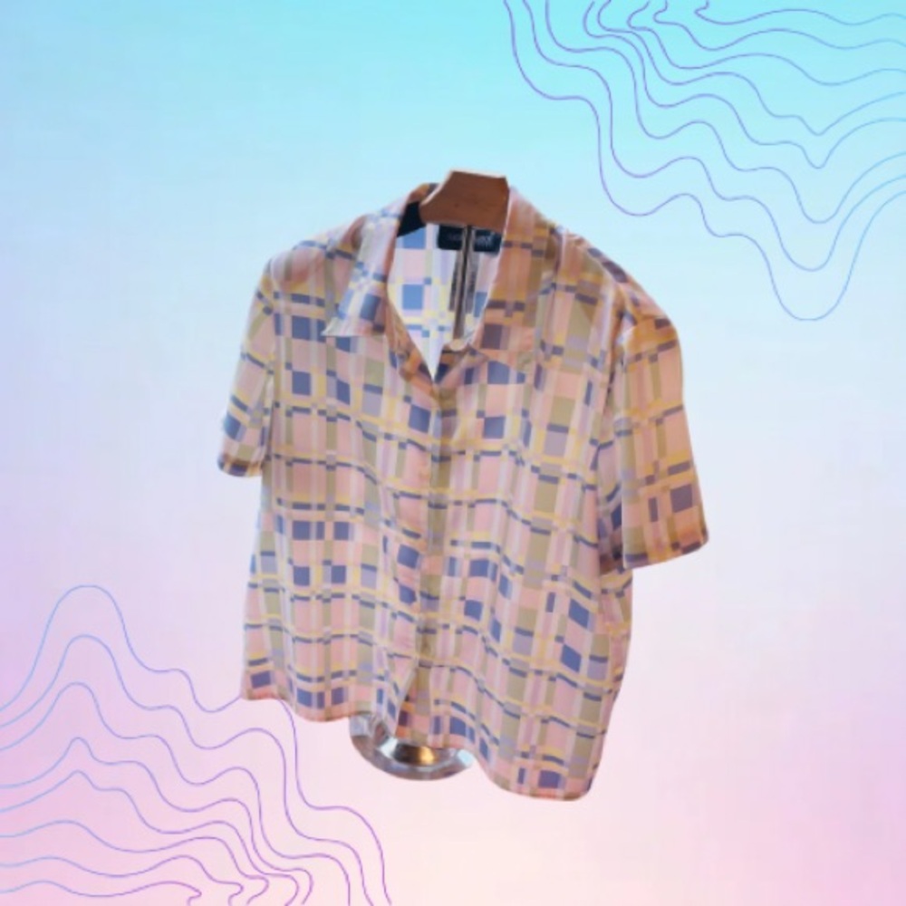 SAG HARBOR Women’s Size Large Pastel Abstract Button-Up Blouse